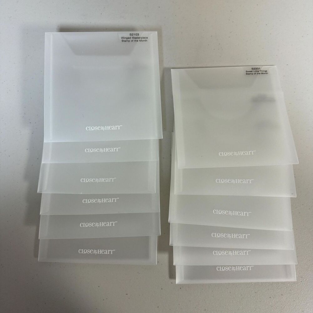 Plastic Craft Storage Envelopes Set of 12 Close To My Heart 6.5" Square Clear